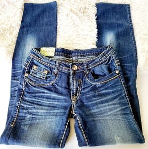 Machine Italian Made Dark Wash Thick Stitch Jeans